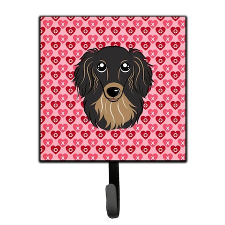 Jensendistributionservices Longhair Black & Tan Dachshund Hearts Leash or Key Holder MI2102471